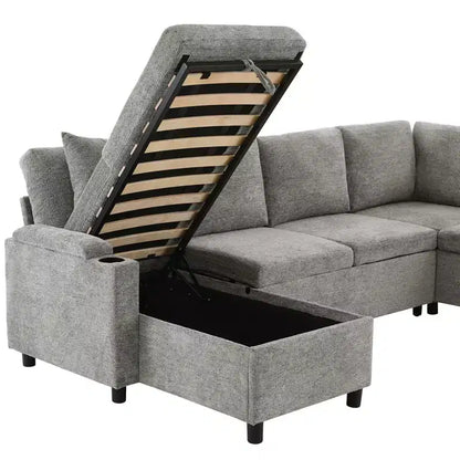 Whisen 109.9 Sectional Sofa Versatile Sofa Bed Sofa Sleeper U-shaped Sofa with Ample Storage Space