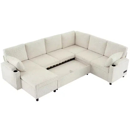 Whisen 109.9 Sectional Sofa Versatile Sofa Bed Sofa Sleeper U-shaped Sofa with Ample Storage Space
