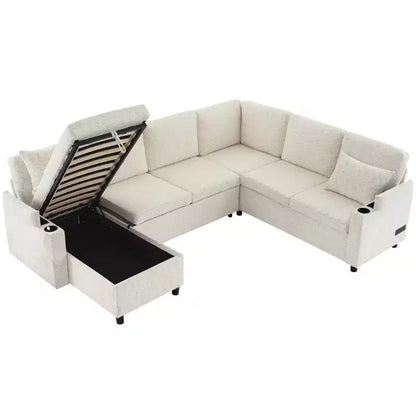 Whisen 109.9 Sectional Sofa Versatile Sofa Bed Sofa Sleeper U-shaped Sofa with Ample Storage Space