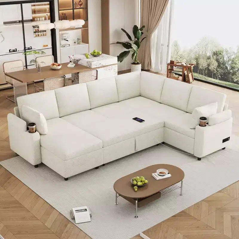 Whisen 109.9 Sectional Sofa Versatile Sofa Bed Sofa Sleeper U-shaped Sofa with Ample Storage Space