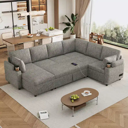 Whisen 109.9 Sectional Sofa Versatile Sofa Bed Sofa Sleeper U-shaped Sofa with Ample Storage Space