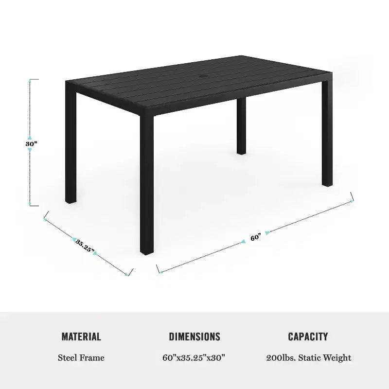 Martha Stewart 7-Piece Steel Patio Dining Set with 6 Stackable Chairs and 62 Table in Black