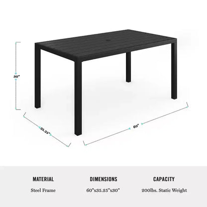 Martha Stewart 7-Piece Steel Patio Dining Set with 6 Stackable Chairs and 62 Table in Black