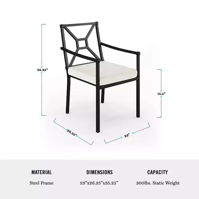 Martha Stewart 7-Piece Steel Patio Dining Set with 6 Stackable Chairs and 62 Table in Black