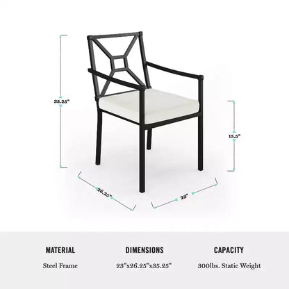 Martha Stewart 7-Piece Steel Patio Dining Set with 6 Stackable Chairs and 62 Table in Black