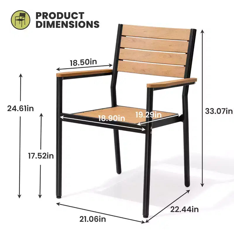 Crestlive Products 7pc Aluminum Patio Dinning Set 70.9in Table and 6 Chairs Plastic Wood Top with Umbrella Hole for Outdoor Pool Lawn
