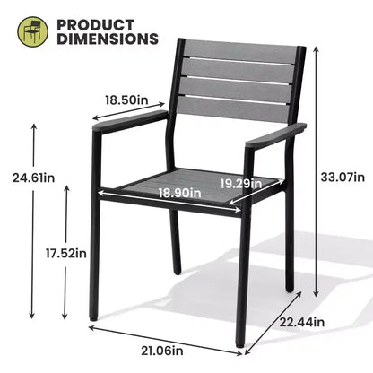 Crestlive Products 7pc Aluminum Patio Dinning Set 70.9in Table and 6 Chairs Plastic Wood Top with Umbrella Hole for Outdoor Pool Lawn