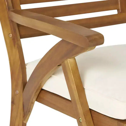 Christopher Knight Home Bellmill, ensemble de salle à manger d'extérieur 7 pièces en fer et bois d'acacia avec coussin, teck/noir