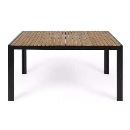 Christopher Knight Home Bellmill, ensemble de salle à manger d'extérieur 7 pièces en fer et bois d'acacia avec coussin, teck/noir