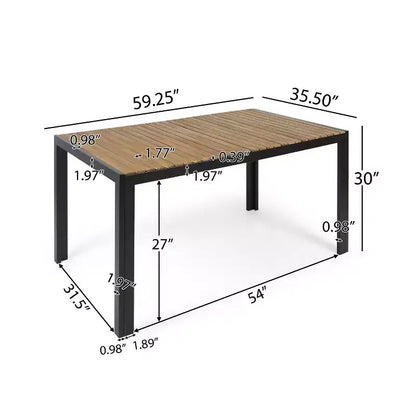 Christopher Knight Home Lemyra Ensemble repas 7 pièces en maille et bois d'acacia, Teck/Noir