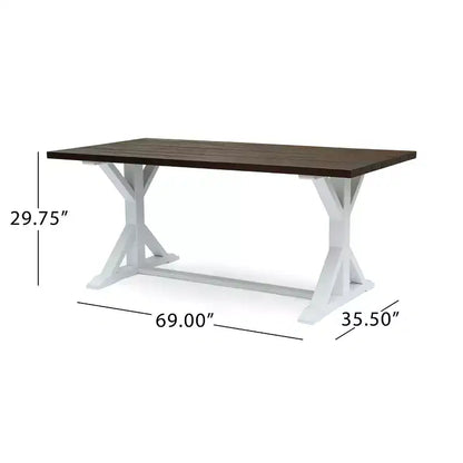 Christopher Knight Home Shalimar Outdoor Acacia Wood 7 Piece Dining Set, Dark Brown and White