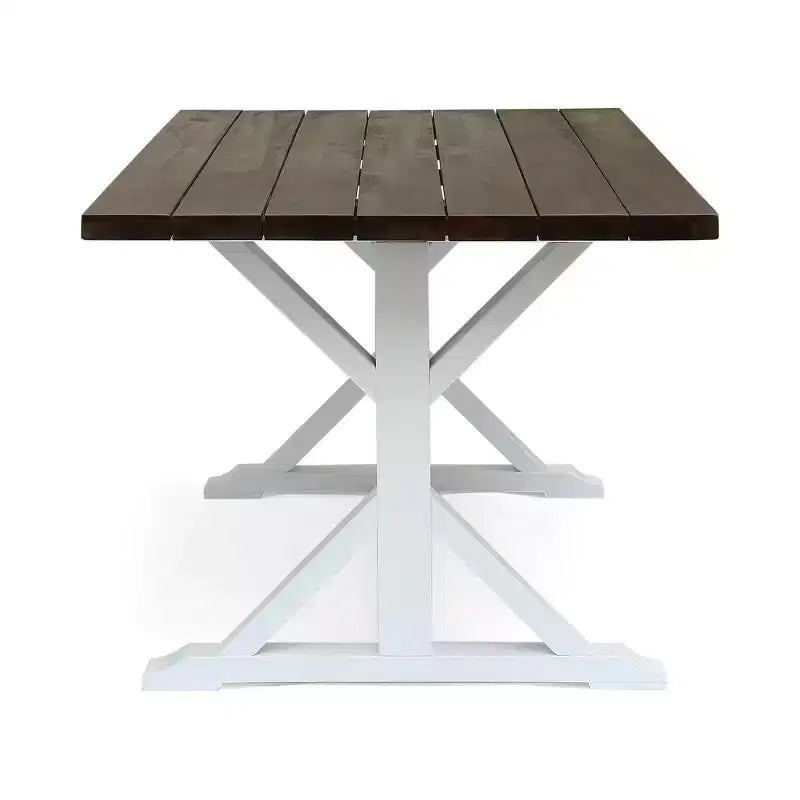 Christopher Knight Home Shalimar Outdoor Acacia Wood 7 Piece Dining Set, Dark Brown and White