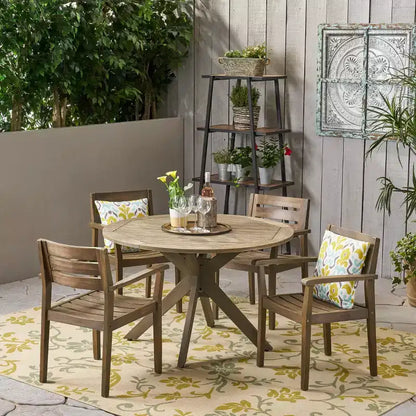 GDFStudio Brigitte Ensemble de salle à manger extérieur 5 pièces en bois d'acacia rustique