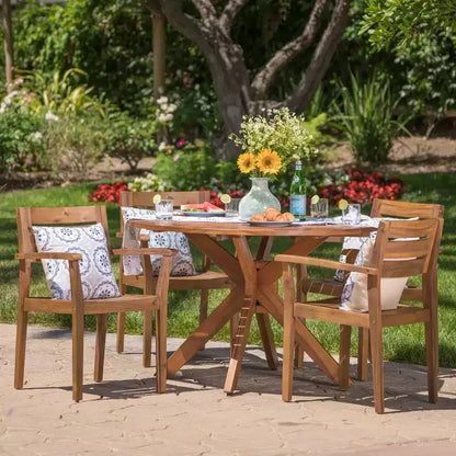 GDFStudio Brigitte Ensemble de salle à manger extérieur 5 pièces en bois d'acacia rustique