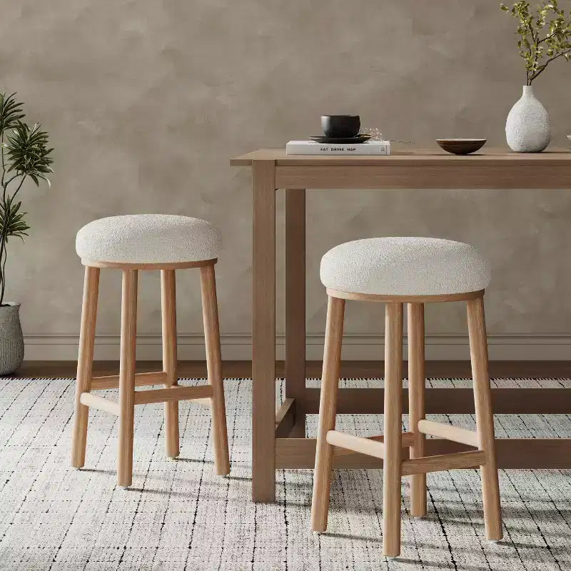 Tabourets de comptoir rembourrés modernes et minimalistes Patsy en bois d'hévéa de Christopher Knight Home (Lot de 2)