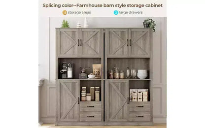 Meuble de cuisine élégant avec support pour micro-ondes, grande armoire haute avec tiroirs et étagères, solution de rangement parfaite pour les salles à manger et les salons