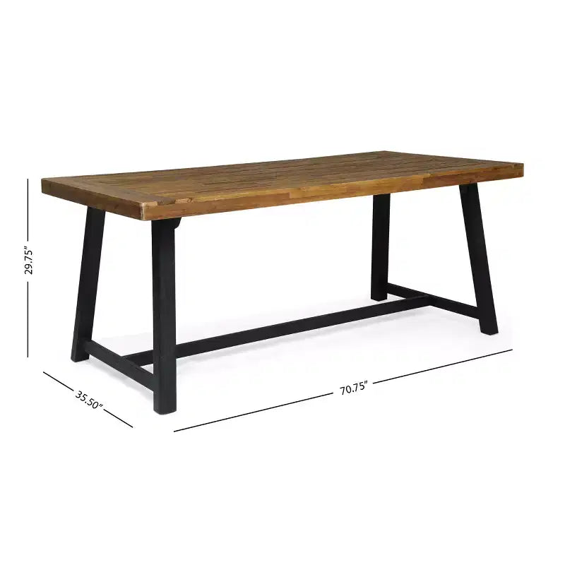 Christopher Knight Home Catalopa Outdoor Acacia Wood and Resin 7 Piece Dining Set, Black/Teak