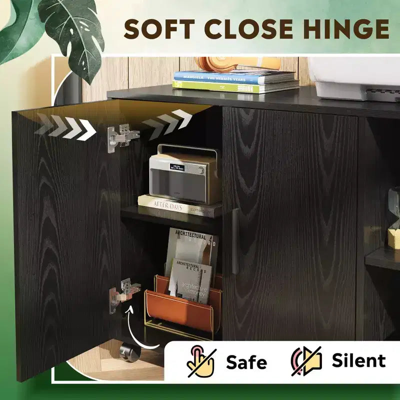 Meuble de rangement de bureau avec portes et étagères, meuble d'imprimante latéral pour le rangement de dossiers et de fournitures dans un bureau à domicile