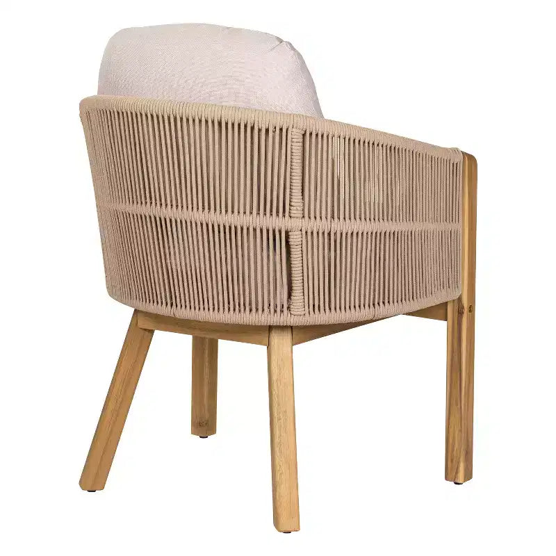 Christopher Knight Home Charles 7 Piece Outdoor Acacia Wood and Rope Dining Set with Cushion