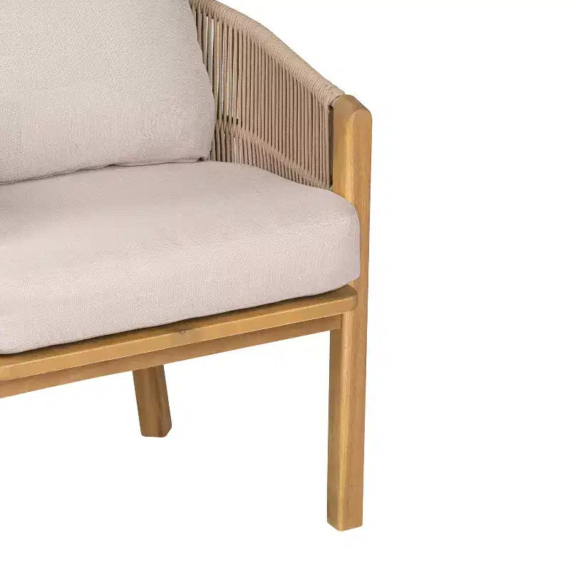 Christopher Knight Home Charles 7 Piece Outdoor Acacia Wood and Rope Dining Set with Cushion