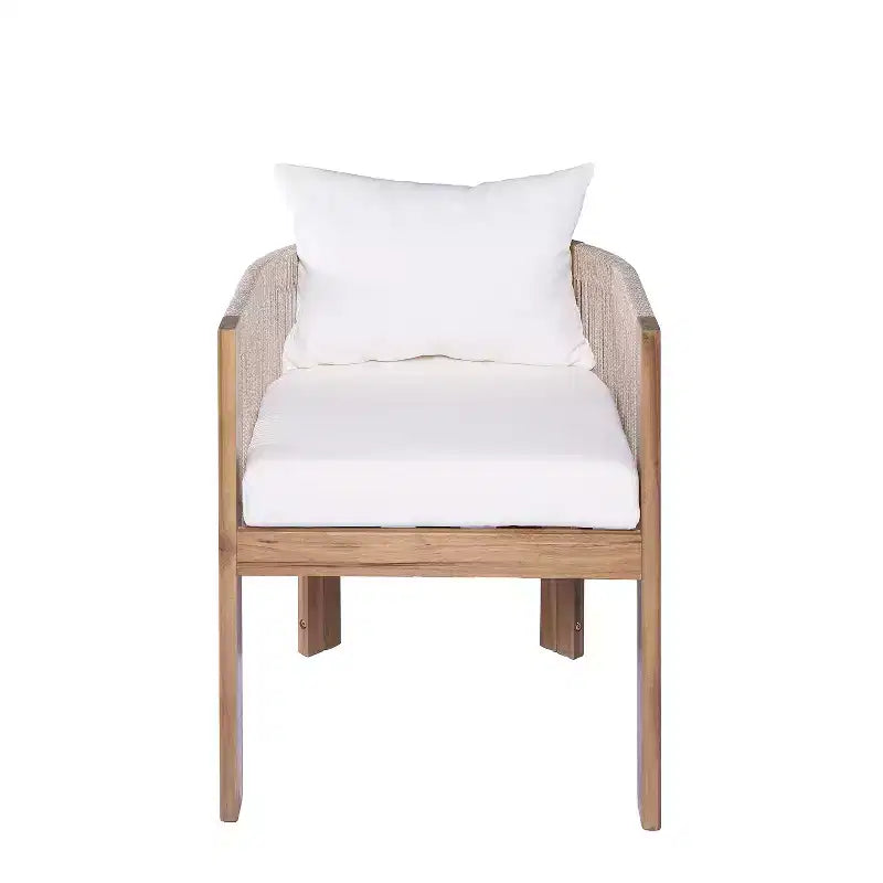 Christopher Knight Home Chase Ensemble de salle à manger d'extérieur 7 pièces en bois d'acacia et corde tressée avec coussins