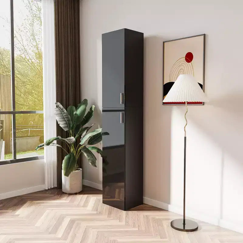 CLIHOME Armoires de rangement décoratives autoportantes à 2 portes avec étagères réglables