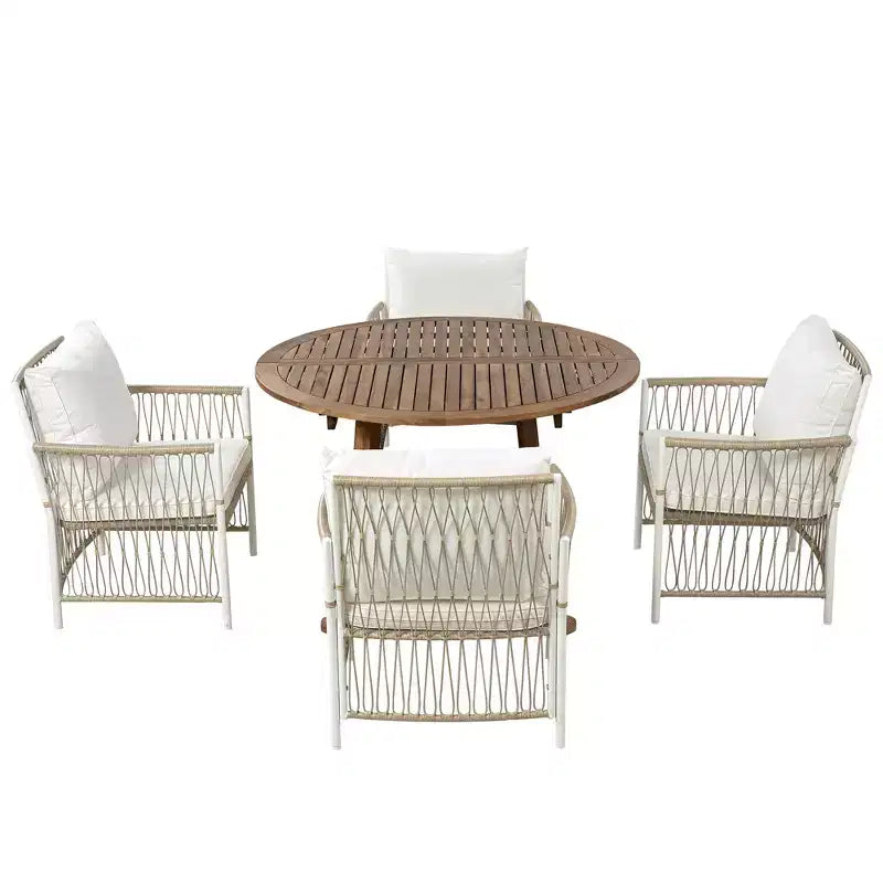 Ensemble de table et chaises de salle à manger GDFStudio Eden, 5 pièces, extensible, en bois et fer, moderne, pour patio
