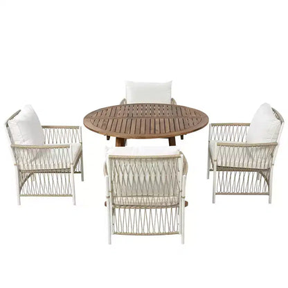 Ensemble de table et chaises de salle à manger GDFStudio Eden, 5 pièces, extensible, en bois et fer, moderne, pour patio