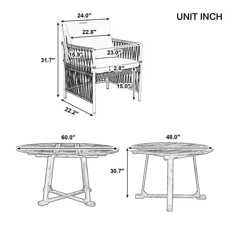 Ensemble de table et chaises de salle à manger GDFStudio Eden, 5 pièces, extensible, en bois et fer, moderne, pour patio