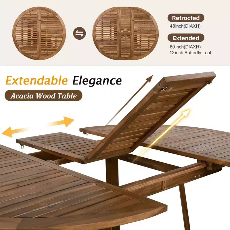 Ensemble de table et chaises de salle à manger GDFStudio Eden, 5 pièces, extensible, en bois et fer, moderne, pour patio