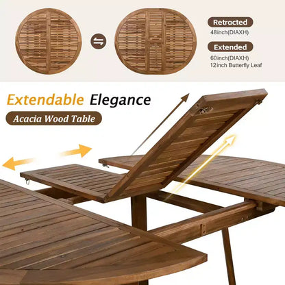 Ensemble de table et chaises de salle à manger GDFStudio Eden, 5 pièces, extensible, en bois et fer, moderne, pour patio