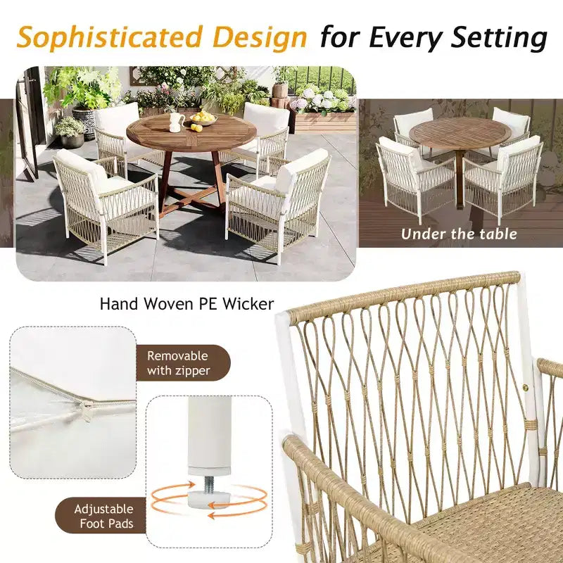 Ensemble de table et chaises de salle à manger GDFStudio Eden, 5 pièces, extensible, en bois et fer, moderne, pour patio