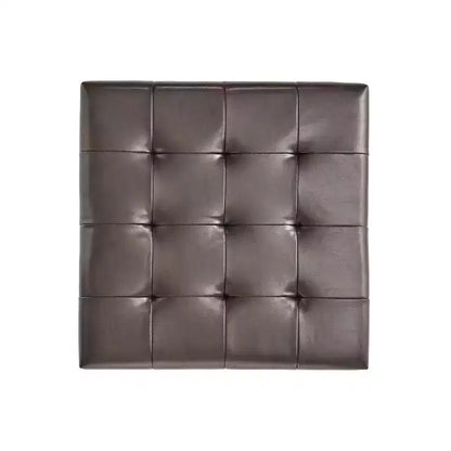 GDFStudio Kilbourne Pouf de rangement capitonné en similicuir contemporain avec étagère, marron/brun foncé