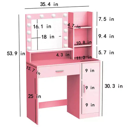 Coiffeuse Okak à 2 niveaux avec lumières tactiles, 3 niveaux de luminosité, grand tiroir et table de maquillage compacte pour petites chambres