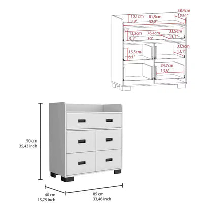 Okak 4-Drawer Dresser with One Double Drawer,Modern Chest of Drawers with Large Storage Space&Metal Rails,Superior Top
