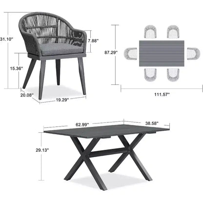 PURPLE LEAF Patio Dining Set with Outdoor Aluminium Dining Table and Woven Rattan Chairs Modern Furniture Set for Garden Yard Indoor Decor
