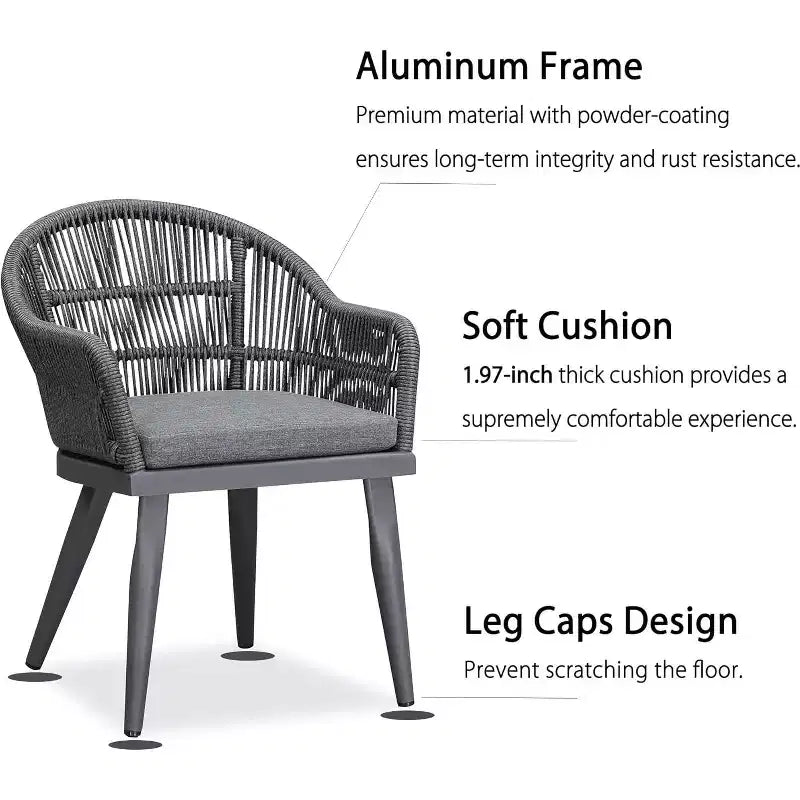 PURPLE LEAF Patio Dining Set with Outdoor Aluminium Dining Table and Woven Rattan Chairs Modern Furniture Set for Garden Yard Indoor Decor