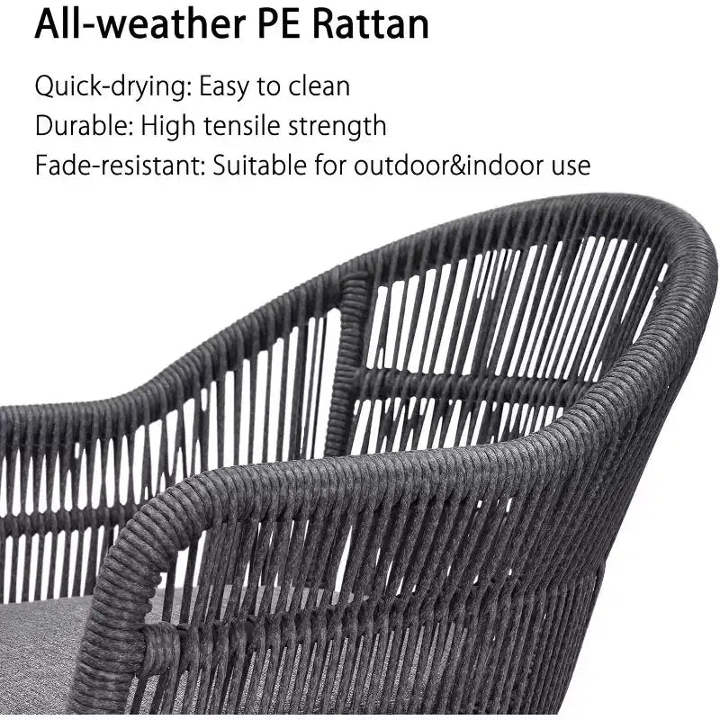 PURPLE LEAF Patio Dining Set with Outdoor Aluminium Dining Table and Woven Rattan Chairs Modern Furniture Set for Garden Yard Indoor Decor