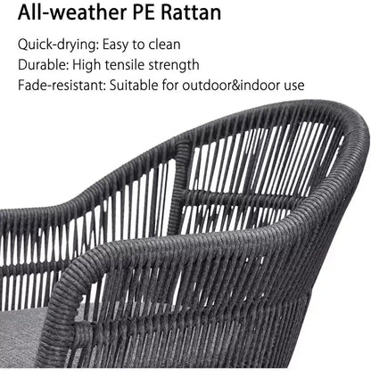 PURPLE LEAF Patio Dining Set with Outdoor Aluminium Dining Table and Woven Rattan Chairs Modern Furniture Set for Garden Yard Indoor Decor