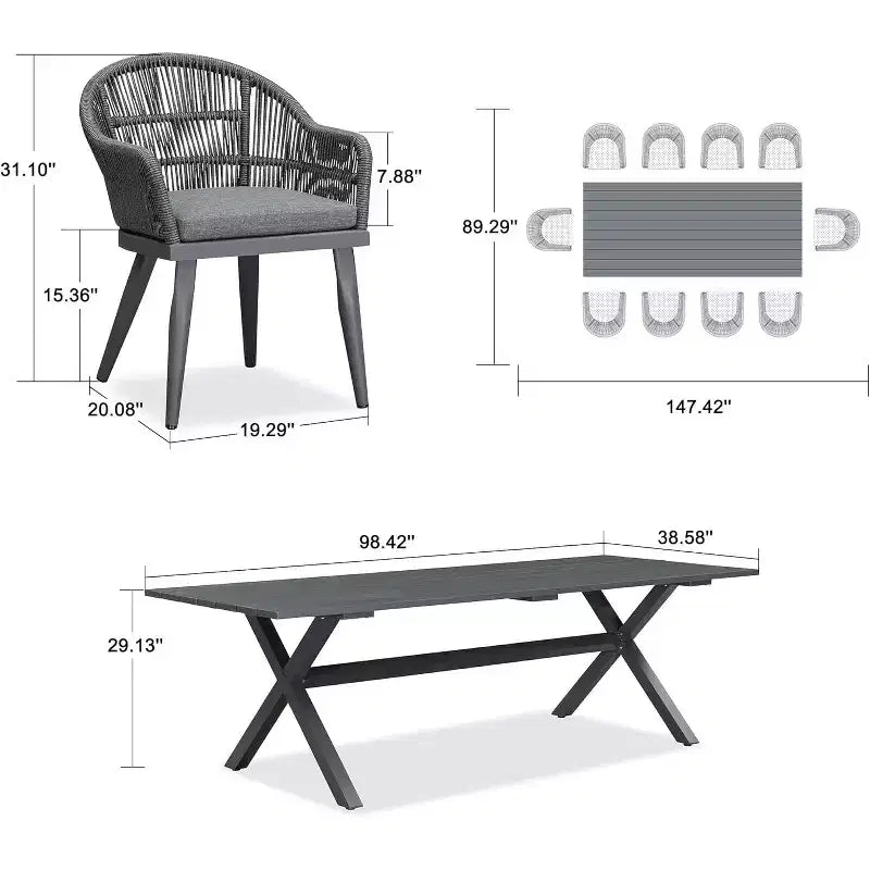 PURPLE LEAF Patio Dining Set with Outdoor Aluminium Dining Table and Woven Rattan Chairs Modern Furniture Set for Garden Yard Indoor Decor