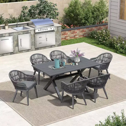 PURPLE LEAF Patio Dining Set with Outdoor Aluminium Dining Table and Woven Rattan Chairs Modern Furniture Set for Garden Yard Indoor Decor