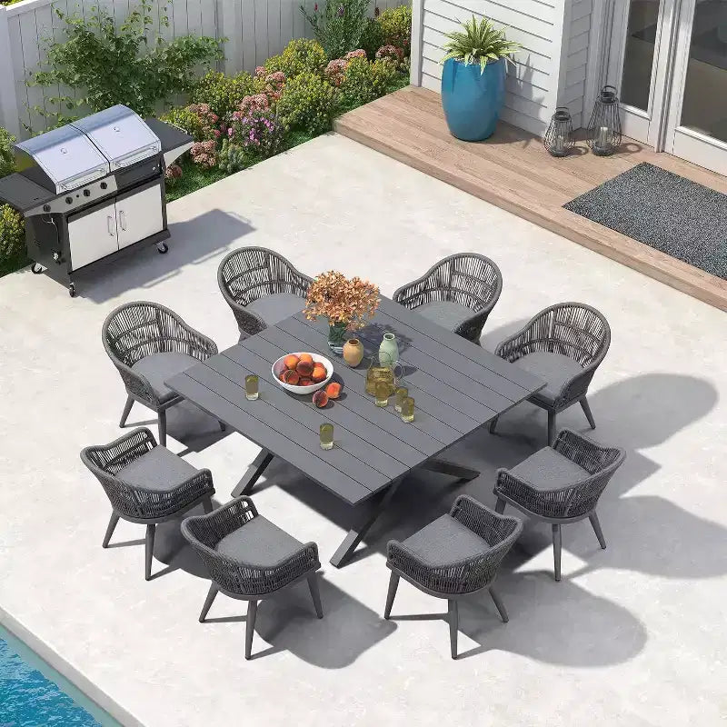 PURPLE LEAF Patio Dining Set with Outdoor Aluminium Dining Table and Woven Rattan Chairs Modern Furniture Set for Garden Yard Indoor Decor