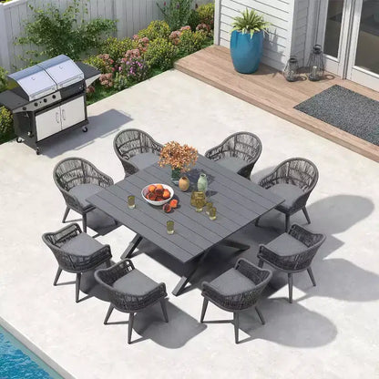PURPLE LEAF Patio Dining Set with Outdoor Aluminium Dining Table and Woven Rattan Chairs Modern Furniture Set for Garden Yard Indoor Decor