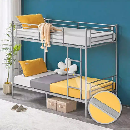 Karl Home White Twin Over Twin Bunk Bed for Kids/Adults with Stairs Flat Rungs