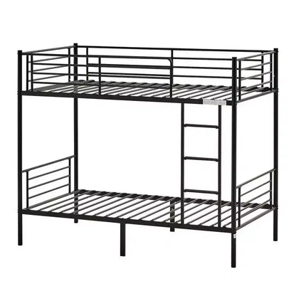 Karl Home White Twin Over Twin Bunk Bed for Kids/Adults with Stairs Flat Rungs