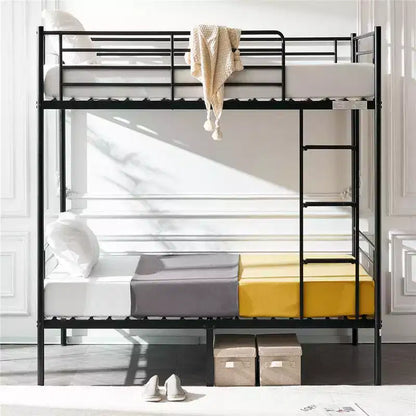 Karl Home White Twin Over Twin Bunk Bed for Kids/Adults with Stairs Flat Rungs