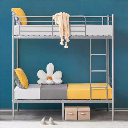 Karl Home White Twin Over Twin Bunk Bed for Kids/Adults with Stairs Flat Rungs