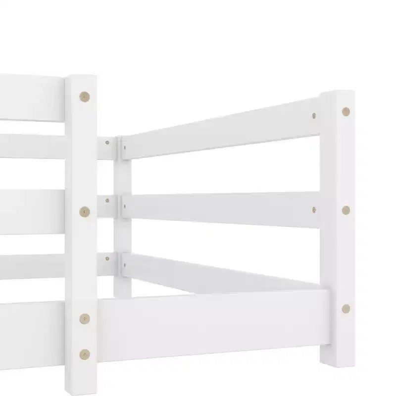 Okak Bed Frame Twin/Full Size,Modern Low Profile Toddler Bed with Safety Rails, Solid Wood Frame for Kids Bedroom