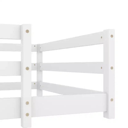 Okak Bed Frame Twin/Full Size,Modern Low Profile Toddler Bed with Safety Rails, Solid Wood Frame for Kids Bedroom