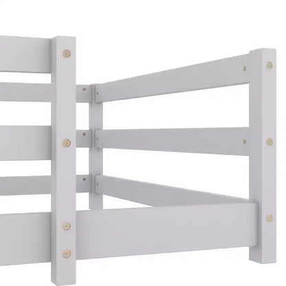 Okak Bed Frame Twin/Full Size,Modern Low Profile Toddler Bed with Safety Rails, Solid Wood Frame for Kids Bedroom